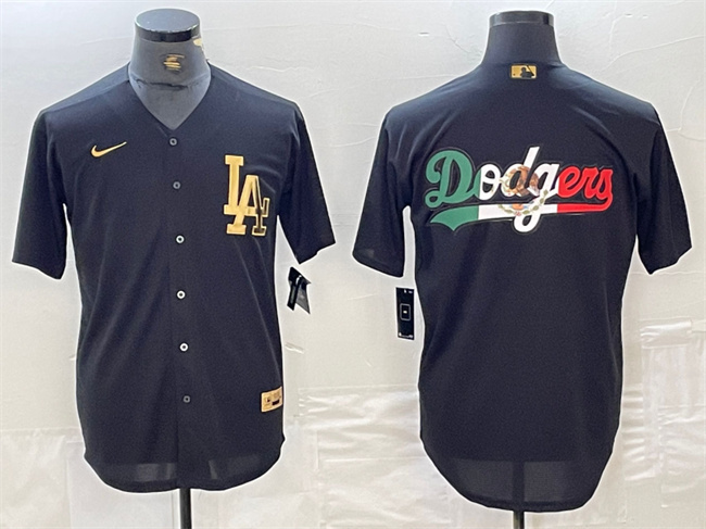 Men's Los Angeles Dodgers Team Big Logo Black Cool Base Stitched Baseball Jersey Men's Los Angeles Dodgers Team Big Logo Black Cool Base Stitched Baseball Jersey